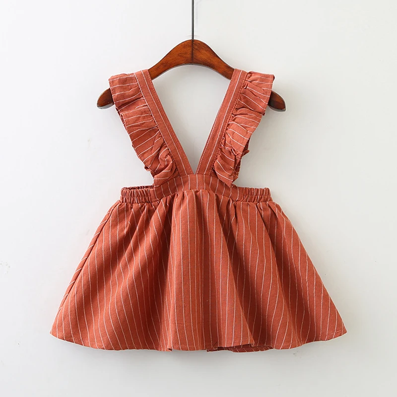 weLaken Sleeveless Solid Color Dress For Toddler Girls New Fashion Ruffles Design 2 Colors Strap Dresses Children's Clothes | Детская