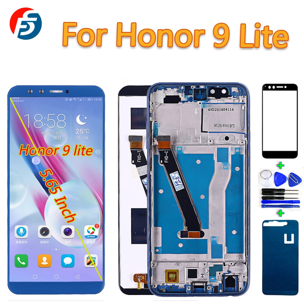 Протестированный 5,65 дюймовый сенсорный экран для huawei Honor 9 lite ЖК-дисплей дигитайзер сборка рамка с бесплатными инструментами стеклянная пленка