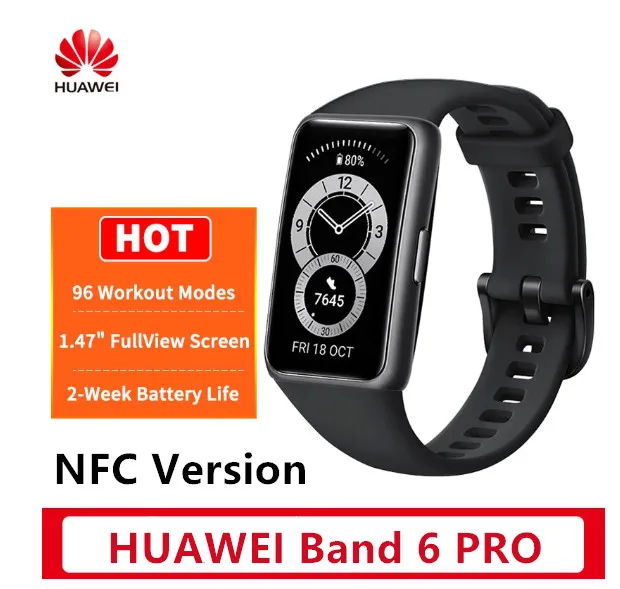 Смарт-браслет Huawei Band 6 PRO Водонепроницаемый Фитнес-браслет с оксиметром и AMOLED