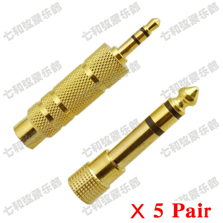 

5 Pair Stereo Microphone Guitar Cable Audio Converter Adapter Coupler Connector 3.5mm to 6.35mm and 6.35mm to 3.5mm