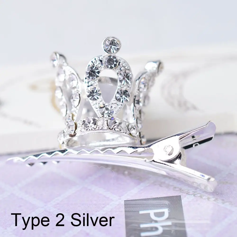Type 2 silver Модная детская Блестящая Корона Заколки для волос милый со стразами и кристаллами корона аксессуары для волос заколки-пряжки для волос девушка принцесса - Цвет: Type 2 silver