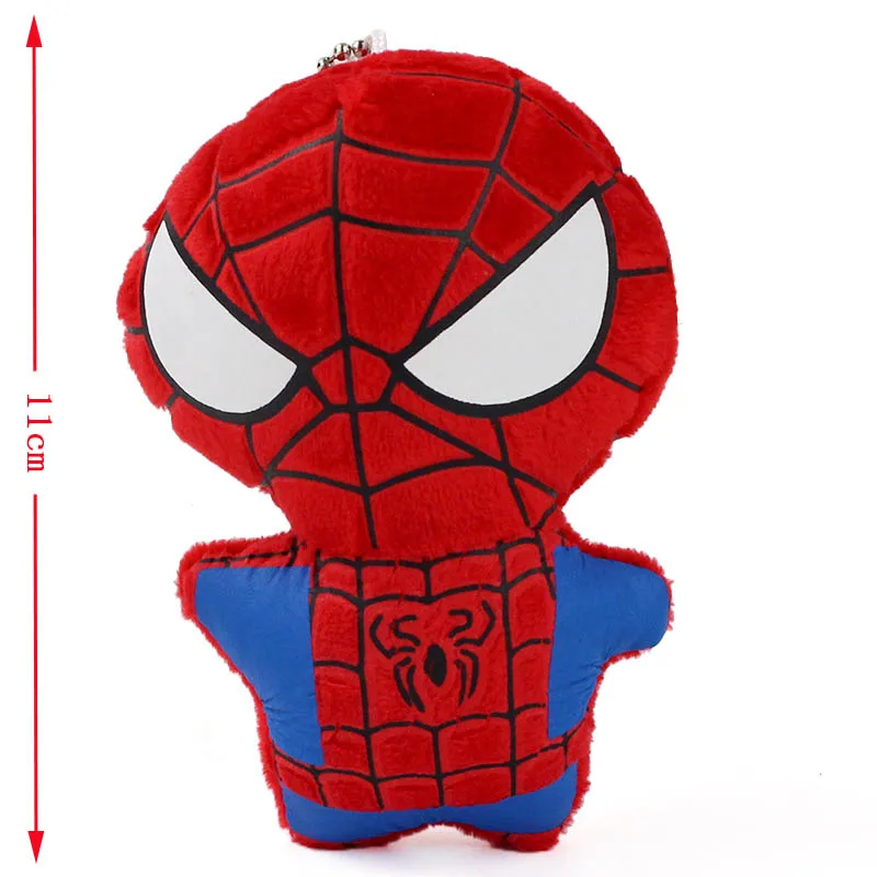 11cm Spiderman 4 шт./лот милые мини Мстители Тор Капитан Америка человек паук Железный Человек Плюшевый мягкий брелок мягкие игрушки Супергерои куклы - Цвет: 11cm Spiderman