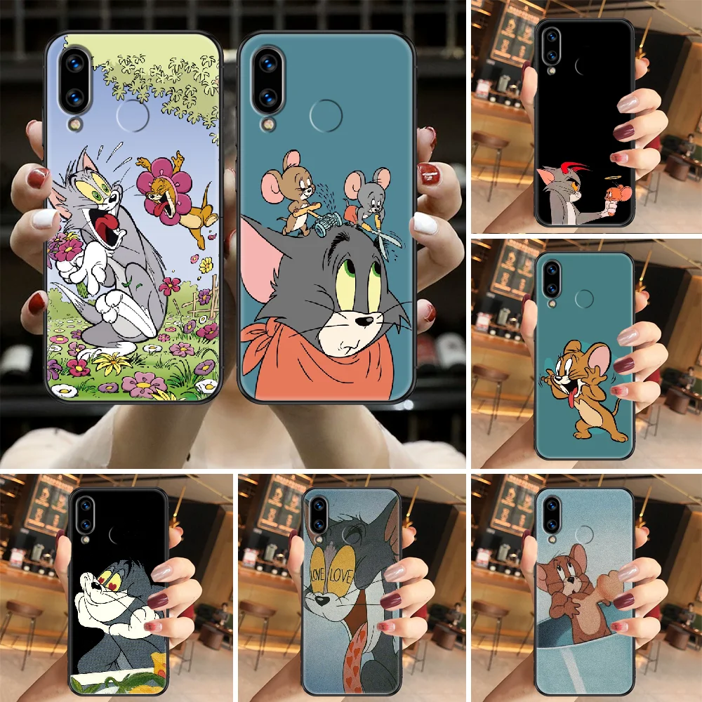

Cartoon Cat Cute Mouse Phone case For Huawei Honor 6 7 8 9 10 10i 20 A C X Lite Pro Play black tpu funda trend hoesjes soft