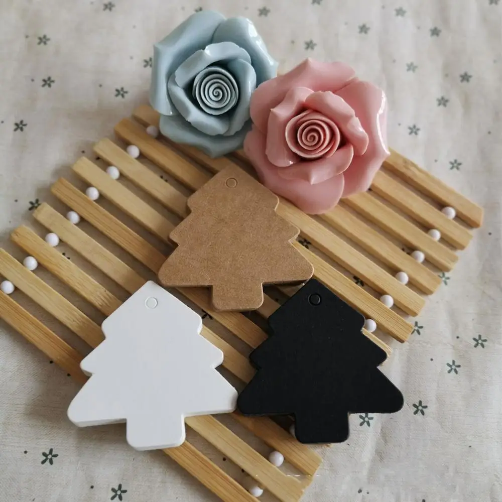 100 шт Рождественская елка бирки коричневый черный белый маркированные пустые