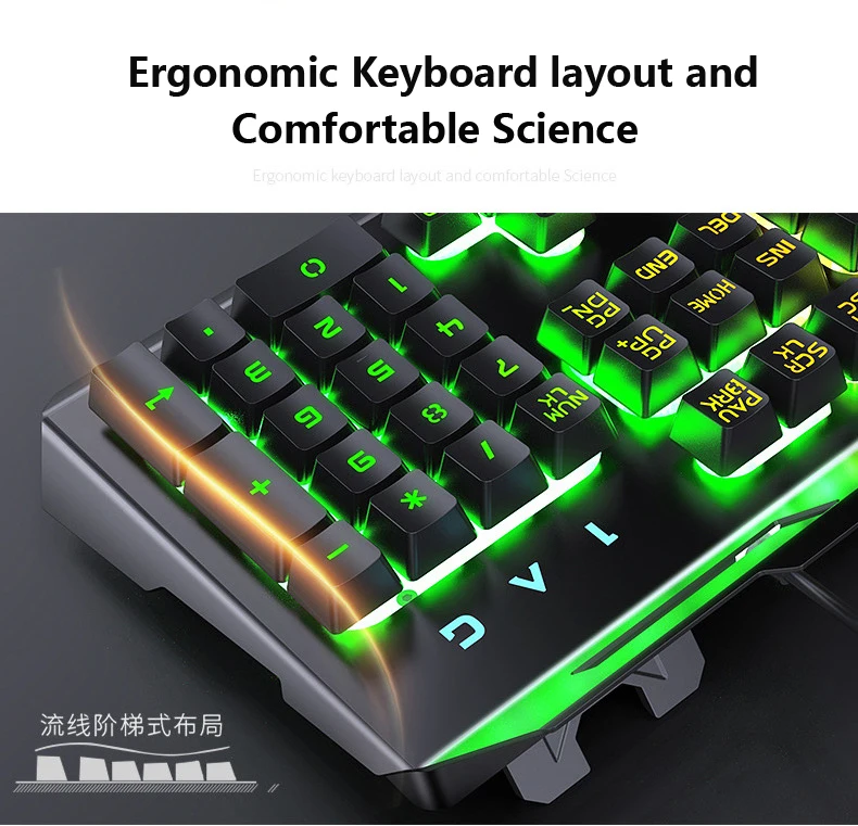 Игровая клавиатура Мышь 104 ключей RGB подсветкой клавиатуры Combo Металл геймер для