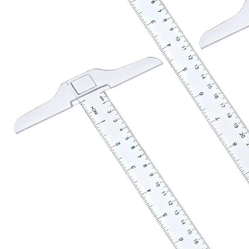

12 Inch/ 30 Cm Junior T-Square Plastic Transparent T-Ruler for Drafting and General Layout Work (4)
