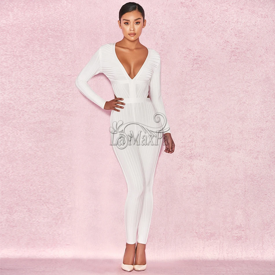 Новинка осени 2020 Женский Бандаж с длинным рукавом и глубоким v образным вырезом