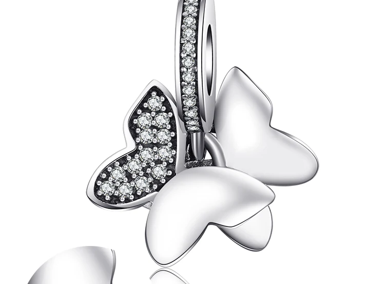 Jewelrypalace стерлингового серебра 925 Бабочка Фея Белый муранского Стекло и проложить Цирконий Шарм Браслеты подарки для Для женщин