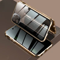 anti glare magnetic case for iphone 12 pro max 13 mini 11 pro max privacy screen glass cover metal bumper camera protector case