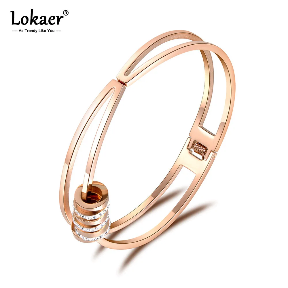 Lokaer романтические браслеты из нержавеющей стали подвижные круги кубический