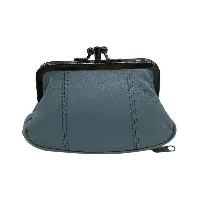 NICOLE& CO, кошелек для монет из натуральной кожи, Женский кошелек из овечьей кожи, кошелек с металлическим замком, держатель для карт, кошелек на молнии, маленькая сумка - Цвет: 023light blue