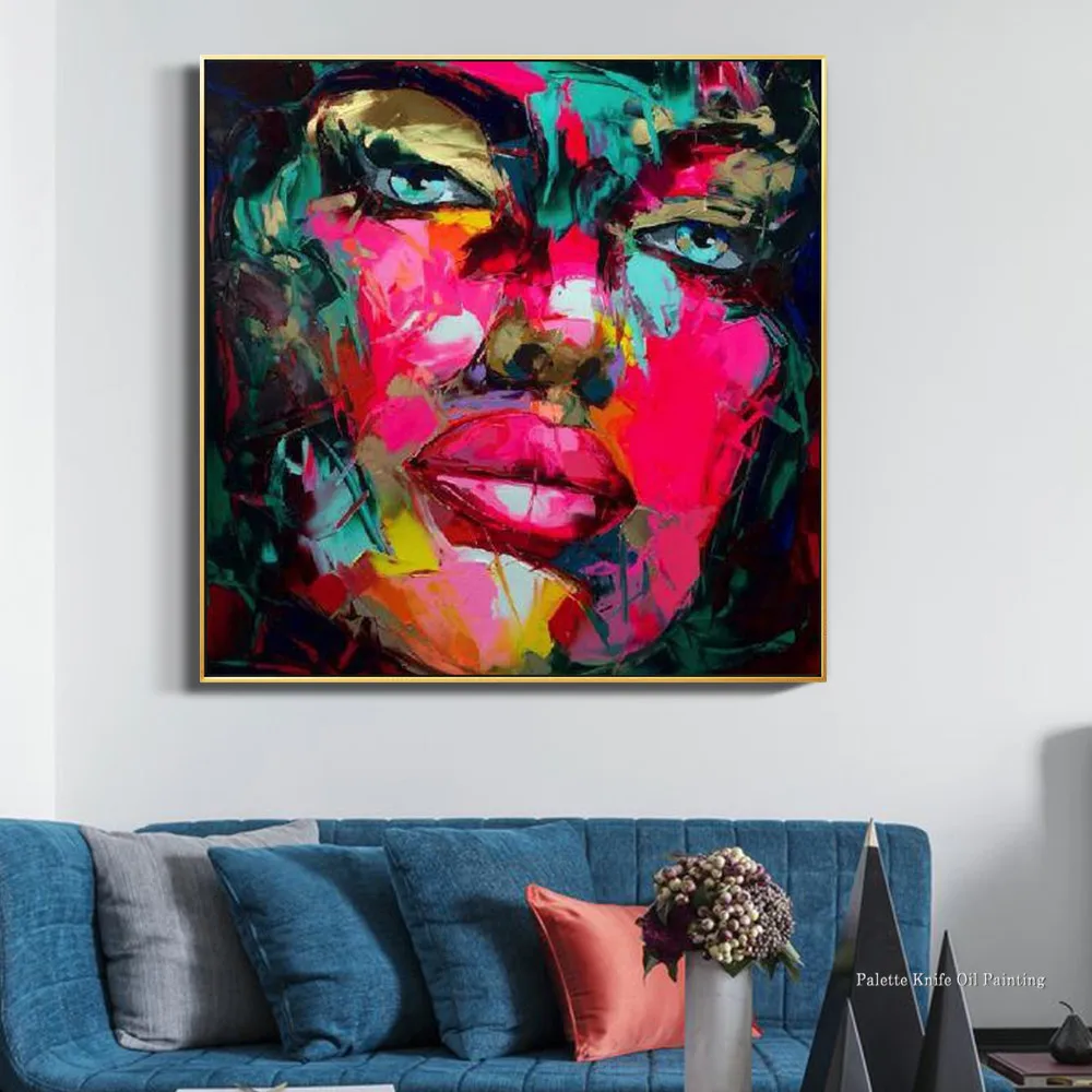 Французский Nielly Ручная роспись холст масляная палитра для рисования нож живопись портрет лицо абстрактная стена искусство для декора гостиной
