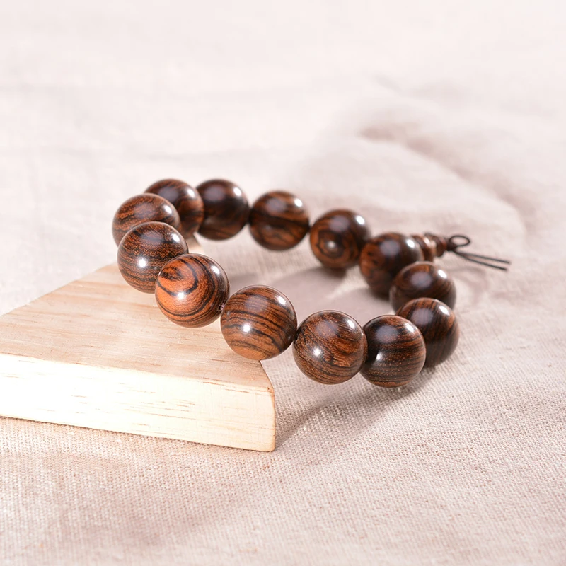Natural Tabby Wood Bead Yoga Bracelet Tibetan Buddhist Rosary Buddha Meditation Prayer for Men Women Jewelry | Украшения и