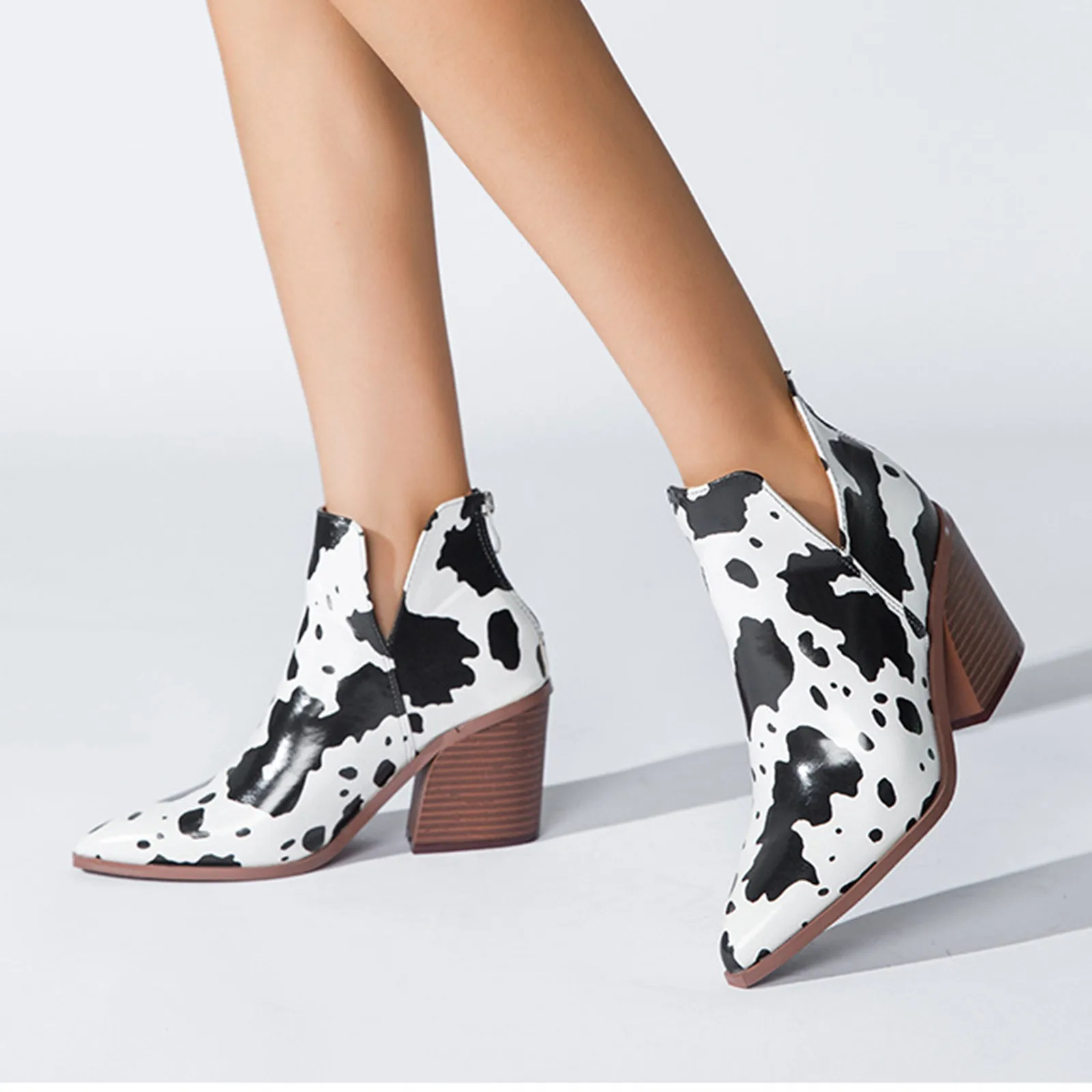 

Ботинки женские со змеиным принтом, Модные ботильоны средней длины на толстой подошве, Осень-зима