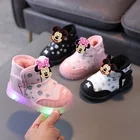 Детская обувь Disney, повседневная обувь с мультяшным Микки Маусом для мальчиков и девочек, плотная теплая спортивная обувь, хлопковая обувь
