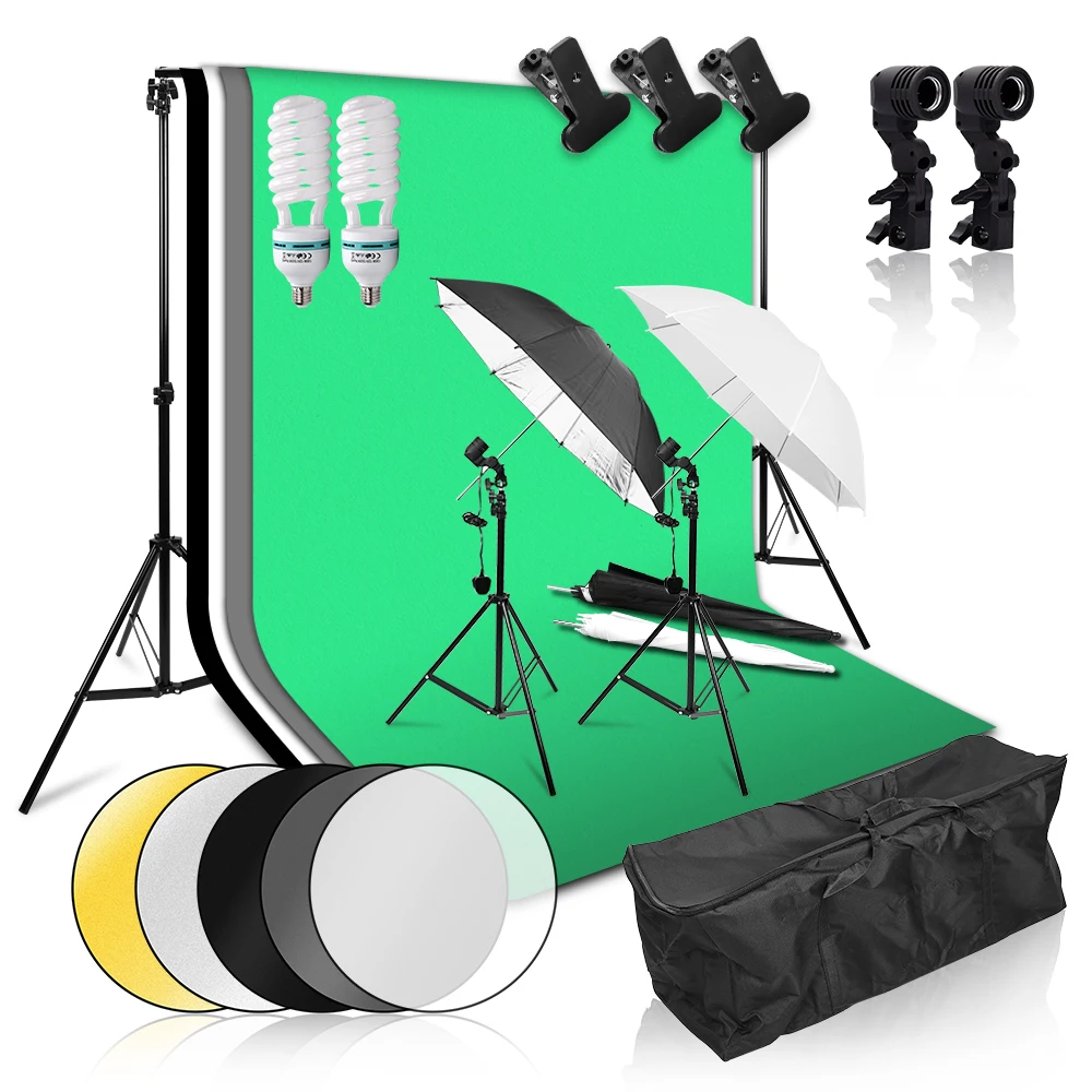

Photo Studio 6.5x10ft/2x3m Background Stand Backdrop Support System Photography Umbrella Continuous Lighting 5 in 1 Reflector