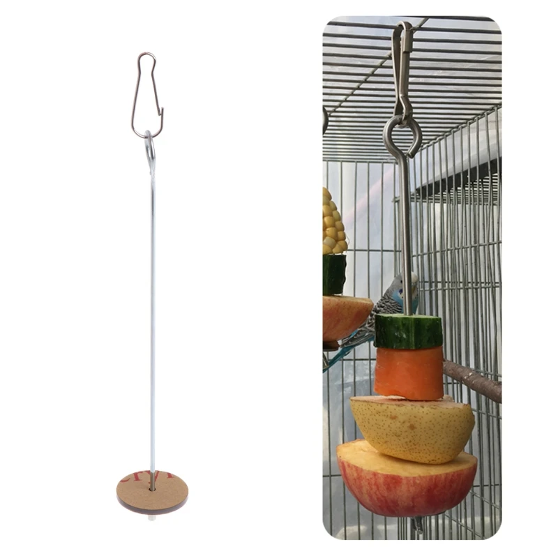 

Parrots Birds Food Holder Support Stainless Steel Fruit Spear Stick Meat Skewer