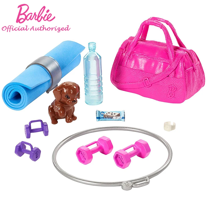 Оригинальная Фирменная Кукла Барби для фитнеса с красной шерстью и щенком