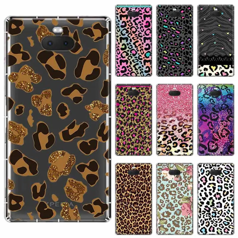 Блестящий Леопардовый бесшовный Мягкий чехол из ТПУ для Sony Xperia X XA XA1 XA2 XA3 XZ XZ1 XZ2 XZ3