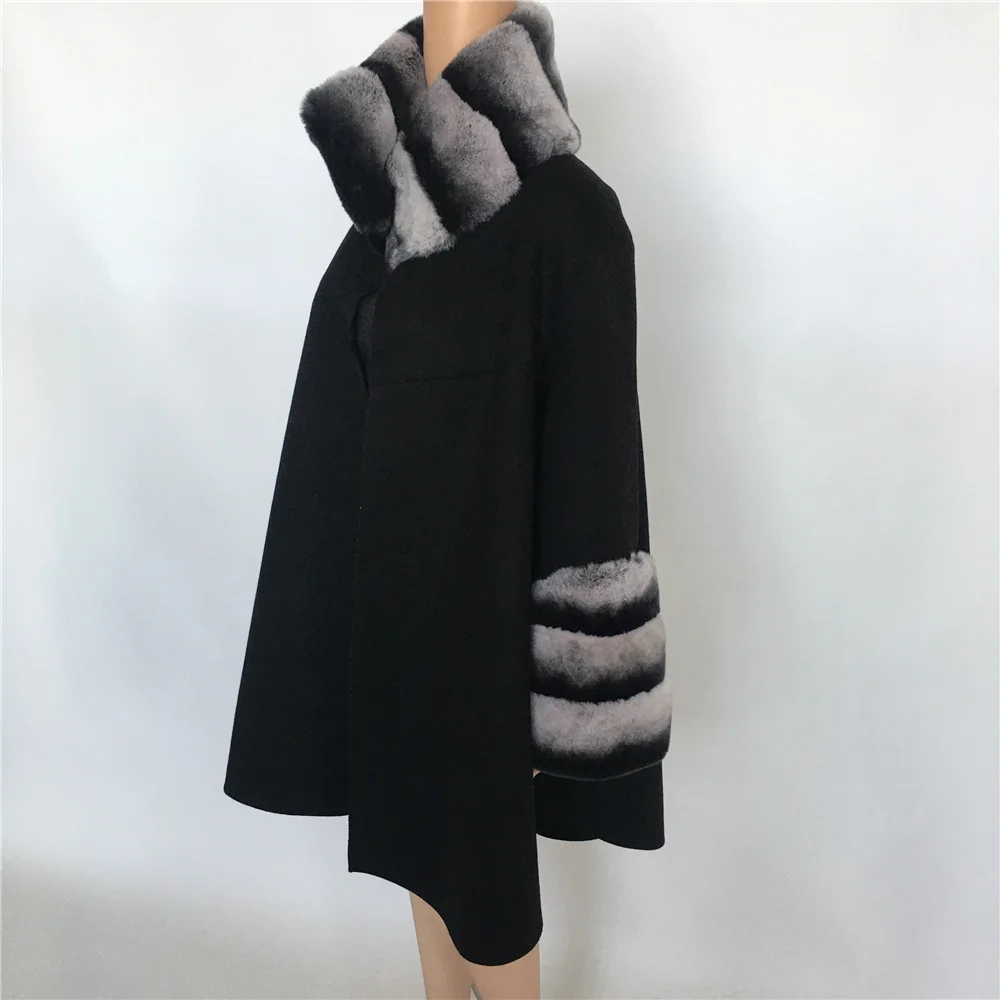 Женское длинное шерстяное пальто ручной работы из 100%-ной шерсти с воротником