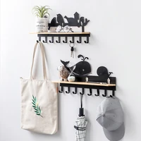 wall mounted racks with 8 hooks stainless steel cartoon home hallway hat coat keys decoration shelf bathroom towel organization