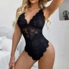 Сексуальное женское кружевное нижнее белье, Женский Летний комбинезон с лямкой на шее, пижамное прозрачное боди с вырезами