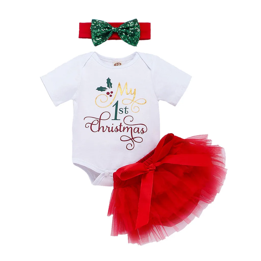 01 My First Christmas/рождественское платье для новорожденных девочек с надписью, комбинезон, платье-пачка Vestidos De Bebe, вечерние комплекты для маленьких девочек на первый день рождения - Цвет: 01
