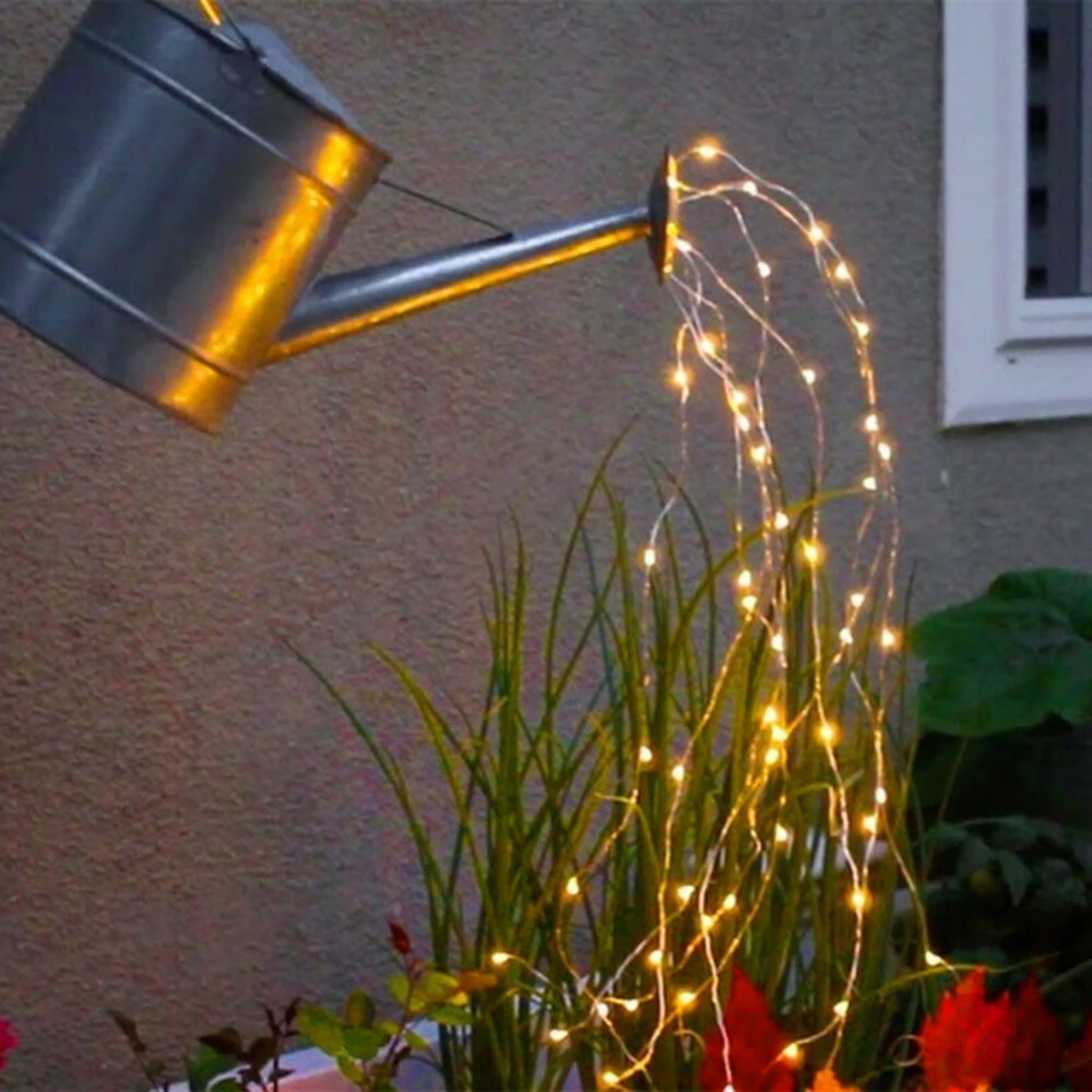 

100 LED Waterfall String Lights Copper Wire Solar Powered Twinkle Fairy String Lights Wire Vine Solar Lights Garden Decor