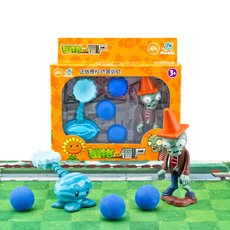 

2pcs/lot Plants vs Zombies Figures Toys Ejection Winter Melon CONEHEAD ZOMBIE Children Dolls Action Figure Model No Box