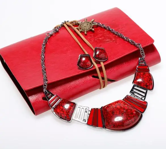 Новый Модный женский ювелирный набор серьги гвоздики ожерелье в этническом