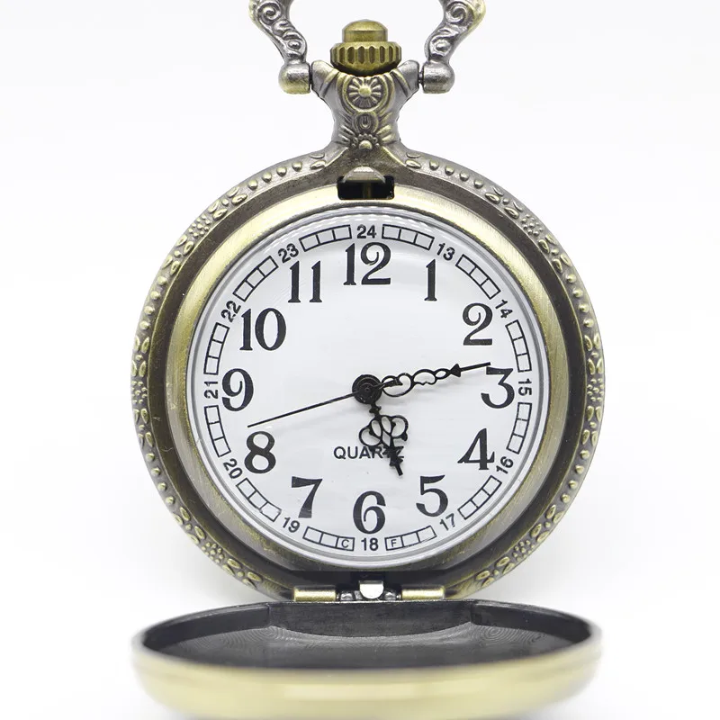 Винтажные кварцевые карманные часы с бронзовым черепом и подвеской на ожерелье