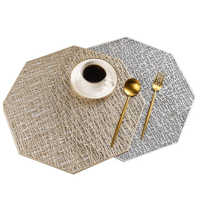 Серебристая золотистая подстилка из ПВХ для обеденного стола полые термостойкие