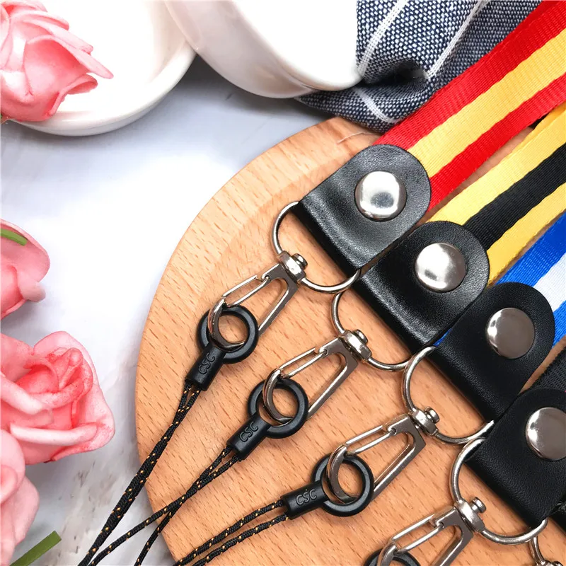 Простой Модный ремешок на запястье цветные полоски расширенный для ключей