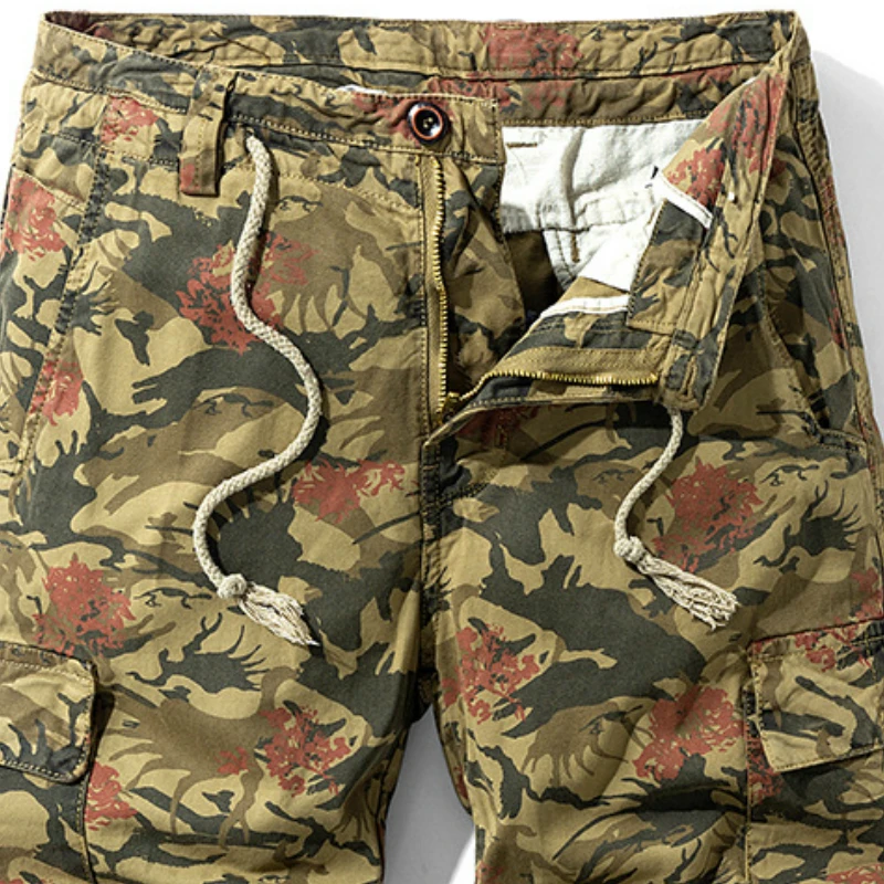 

Summer Thin Tooling Casual Shorts Men Camouflage Loose Knee Length Straight Men's Cotton Breeches Joggers Hip Hop Shorts Male