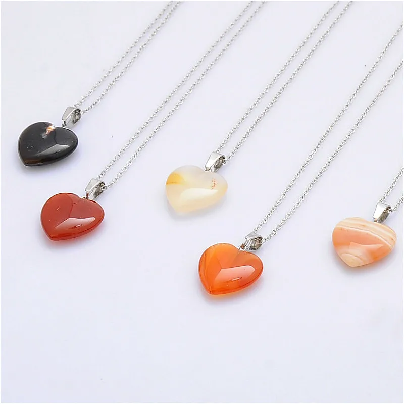 Ожерелье из натурального камня в форме сердца с кристаллами женское модное