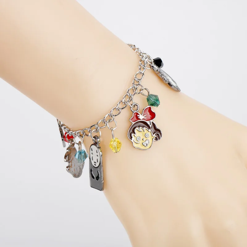 

Spirited Away Bracelet No Face Man Charm Bracelets for Women Anime Cat Pendant Jewellery Bangle Bracelets for Girls Gift