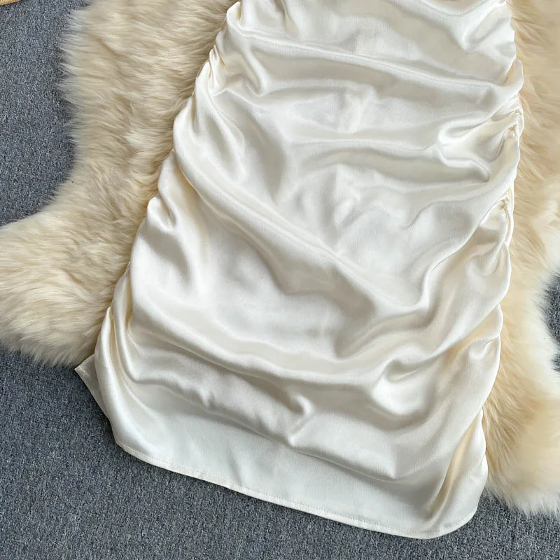 

2021 Summer New Fashion Vestidos Women's Square Neck Three-dimensional Flower Folds Slim-fit Suspender Midi Dress KK025