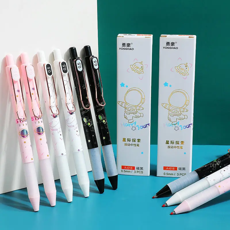 Новый черный ручка металлическая с зажимом Пресс гелевая 0 5 большой Ёмкость