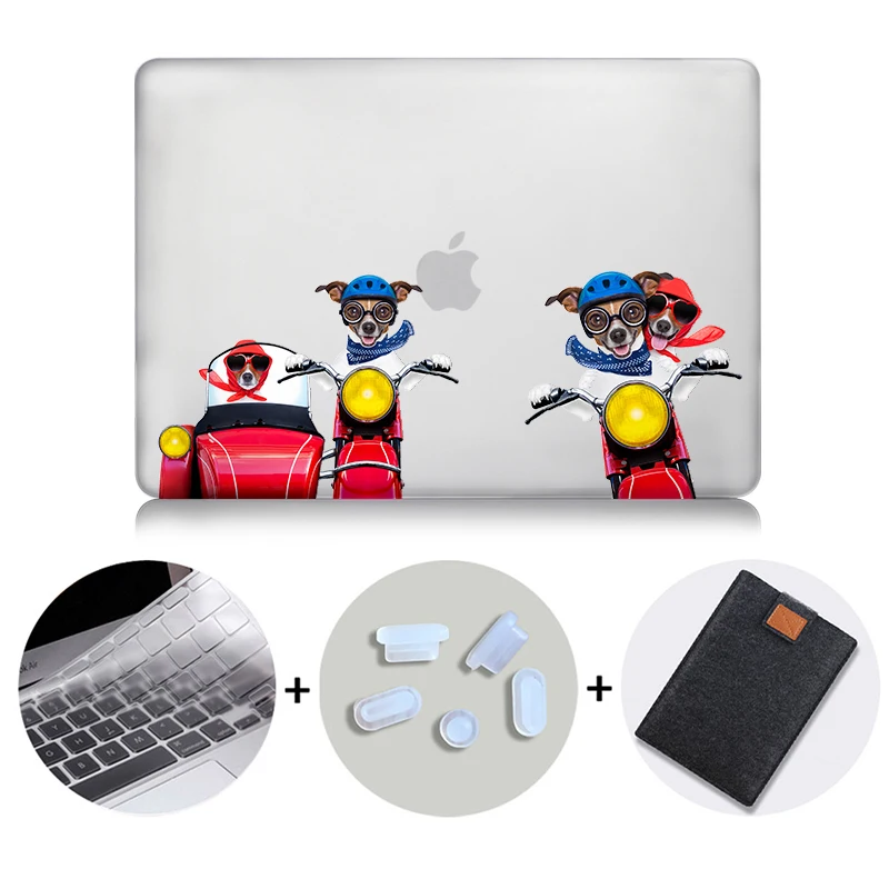MB05 MTT Кристальный жесткий чехол для Macbook Pro retina 13 15 Touch bar Air 11 13 чехол для ноутбука с мультяшной собакой для macbook 12 дюймов A1534 - Цвет: MB05