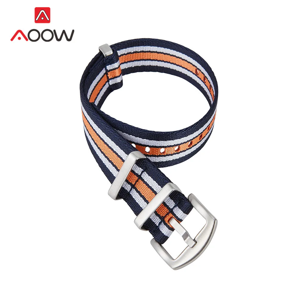 Blue white orange 20 мм 22 мм нейлоновый тканевый ремень НАТО зулу ремешок для часов для мужчин и женщин Универсальный нержавеющая сталь пряжка кольцо браслет аксессуары ремень - Цвет ремешка: Blue white orange