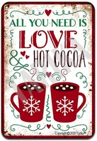 all you need is love hot cocoa 20x30 cm retro look tin decoration art sign for home kitchen bathroom farm garden garage