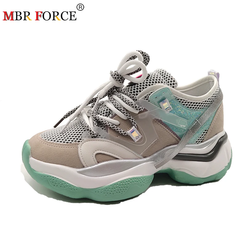 Женские кроссовки на танкетке MBR FORCE модная Повседневная дышащая обувь толстой