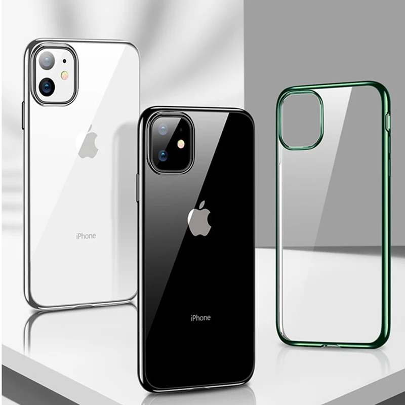 Luxury Plating Phone Cases for iPhone 11 Pro Ultra Thin Transparent Back Cover Max X XS XR 7 8 Plus |