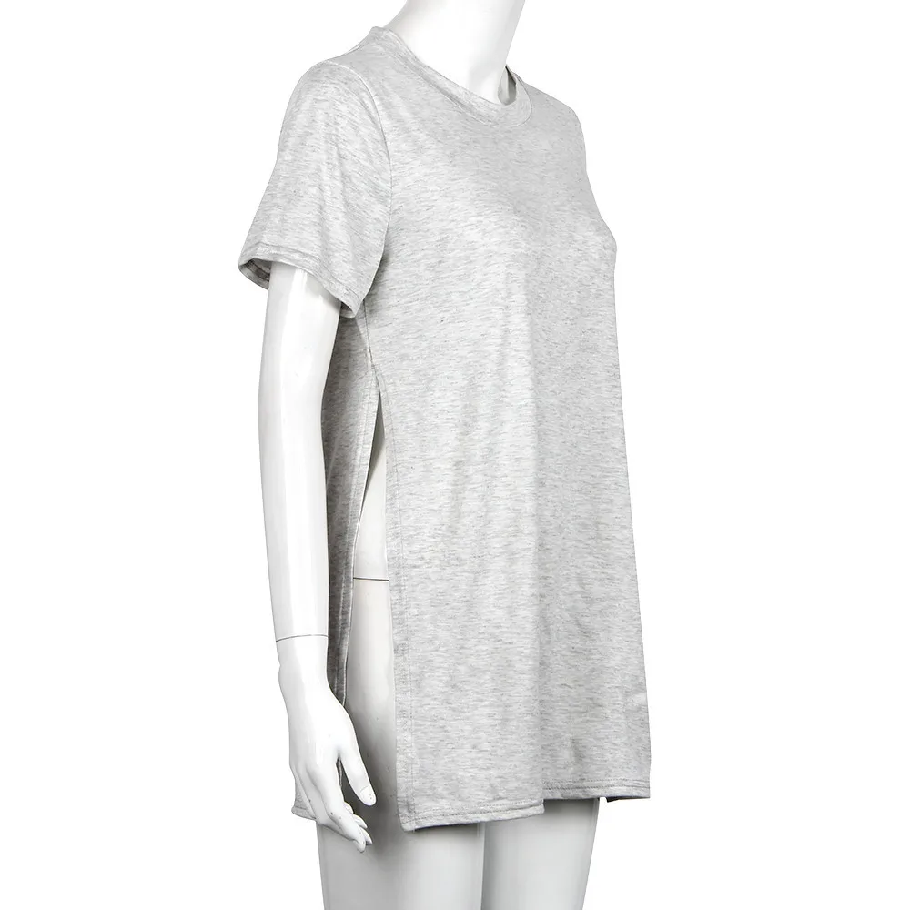 Женская летняя длинная стильная футболка с коротким рукавом повседневные