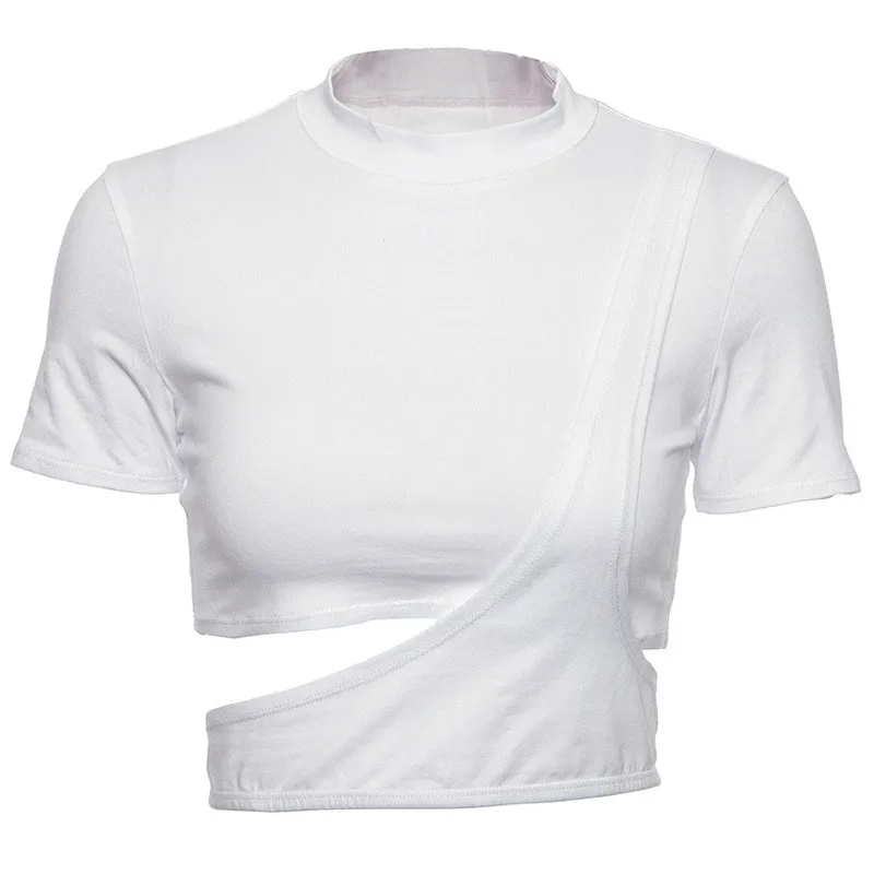 Новые пикантные однотонные черный белый цвет с О-образным вырезом коротким