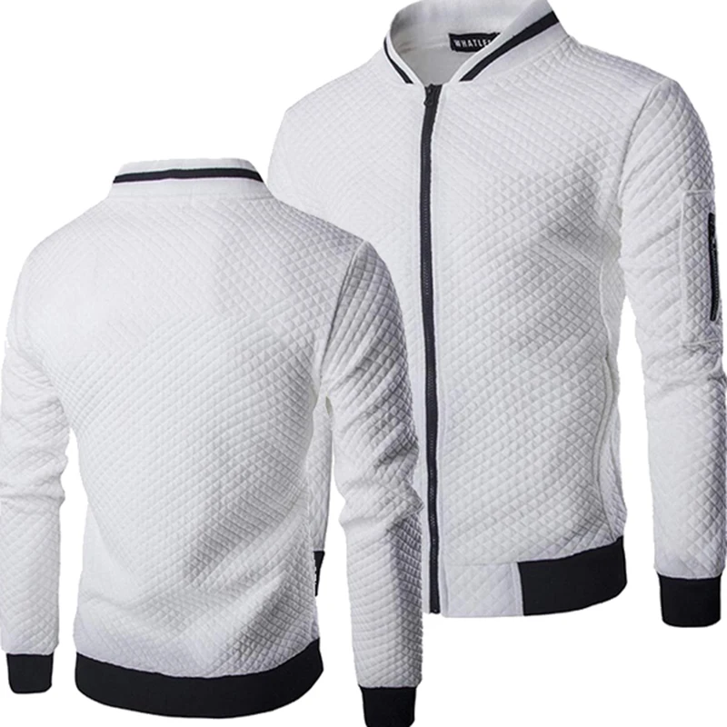 

2021 Hot Sale New Jacket Men Letter Rib Sleeve Cotton Embroidery Logo zip up Casual Bomber Baseball Jacket Loose Cardigan Coat