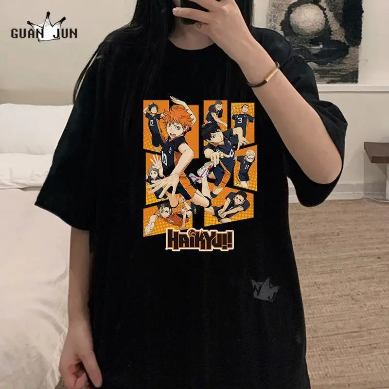 

Смешная мультяшная футболка Haikyuu для мужчин и женщин, модная футболка в японском стиле аниме, повседневные свободные топы, мужские футболки ...