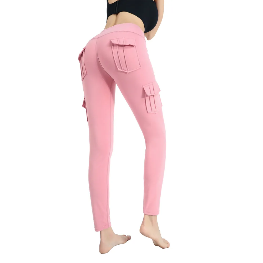 

Multi Pocket pants Yoga Pants women's tooling splicing tight sports running fitness yoga pants