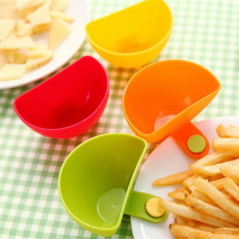 

2 pcs Kitchen Accessories Convenient Salad Plate Dish Saucer Bowl Cup Kitchen Product Ketchup Jam Dip Clip Cup Kitchen Gadgets
