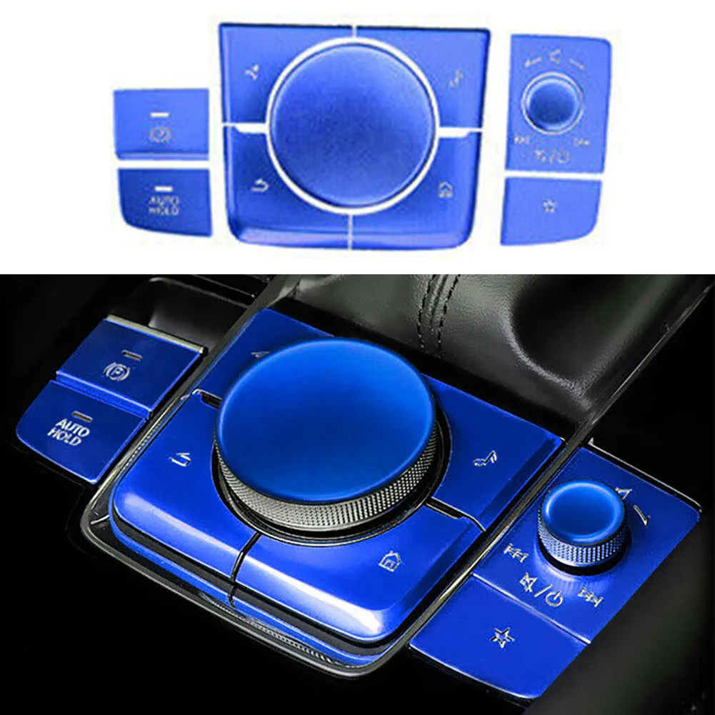 

10x Aluminum Alloy Car Console Multimedia Button Cover Trim For Mazda 3 CX30 Button Decoration